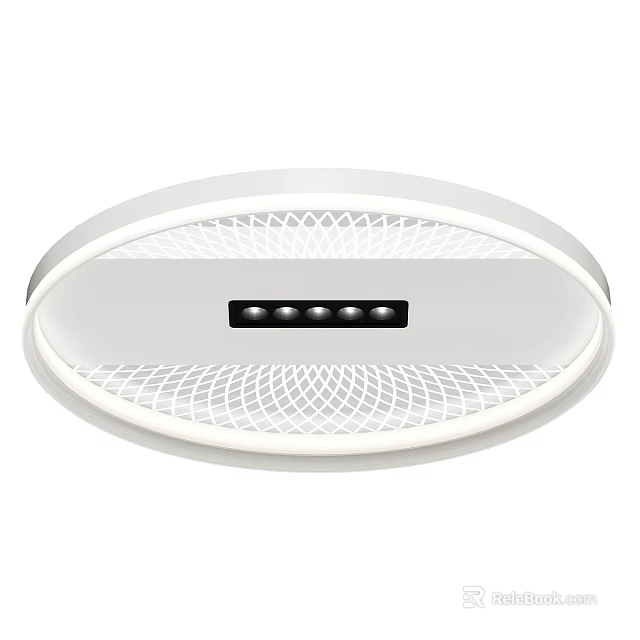 Modern Circular White Ceiling Light With Mesh Design And Small LED Lights 3d model 
