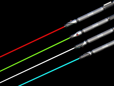 High Quality Laser Pens With Red Green White Blue Colored Beams And Metallic Silver Bodies 3d model
