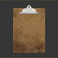Brown Clipboard Holding Crumpled Paper With Blue Clip And Stains