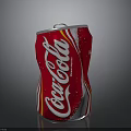 Dented Coca-Cola Can With Red And Silver Design And Water Droplets