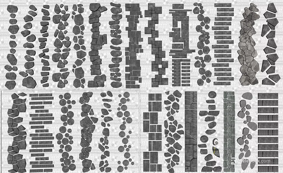 Creative Stepping Stones Layout Designs With Natural Stone And Slabs For Garden 3d model 