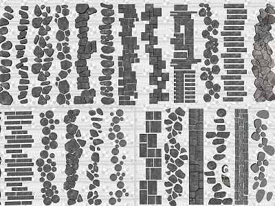 Creative Stepping Stones Layout Designs With Natural Stone And Slabs For Garden 3d model