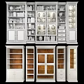 White Display Bookcase With Glass Doors Holding Blue And White Vases Books And Decorations