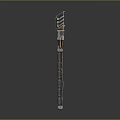 Futuristic Modern Metal Spear Weapon With Striped Pole And Decorative Design