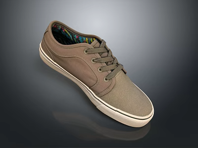 Brown Casual Lace Up Shoes With White Sole And Colorful Inner Lining For Everyday Wear 3d model
