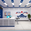 Service Hall Corridor With Wall Charts Signs Ceiling Lights And White Walls 3d model