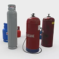 Collection of Propane Gas Cylinders in Various Colors and Sizes 3d model