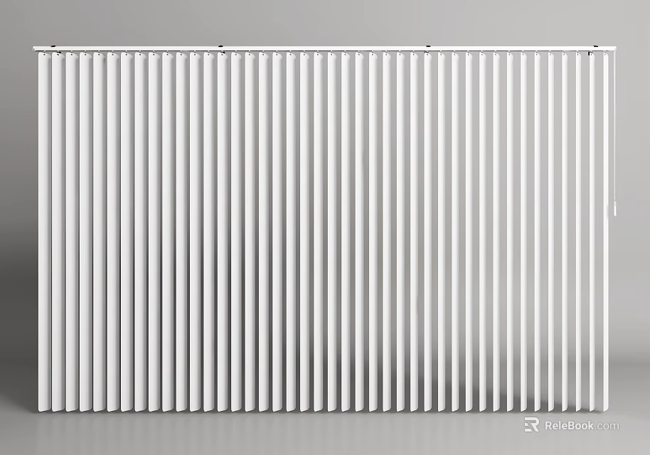 Modern White Vertical Striped Curtains For Home Interior Design 3d model 