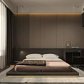 Modern Bedroom Interior Design With Platform Bed Wall Paneling And Ambient Lighting 3d model