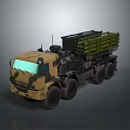 Military Truck Equipped With Missile Launcher System Camouflage Design And Multi Wheel Drive