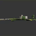 Miniature Castle Model on Scenic Green Grassland With Pathway and Trees