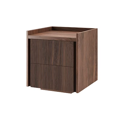 Modern Walnut Wooden Decorative Cabinet With Vertical Slat Doors And Storage Function 3d model