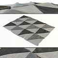 Modern Square Rug With Geometric Triangular Pattern In Gray And Black Tones 3d model