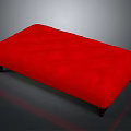 Red Velvet Upholstered Ottoman Bench With Wooden Legs And Modern Design