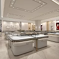 Modern Bright Jewelry Store Interior With Glass Display Cases Marble Flooring And Ceiling Lights