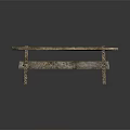 Wooden Public Bench With Carved Legs Rustic Texture For Outdoor Garden