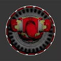 Detailed Iron Man Red And Gold Bust With Blue Glowing Ring Base And Gear Design