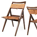 Modern Wooden Dining Chairs With Crossed Backrests Leather Straps And Slender Legs