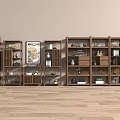 Traditional Chinese Wooden Curio Shelves Displaying Antiques Vases Books And Decorative Items