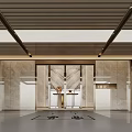 Elegant Modern Parking Garage Entrance With Marble Walls And LED Lighting Directional Signage
