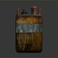 Rusty Vintage Battery With Red Top Components And Square Metal Body