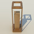 Square Frame Metal Outdoor Light with Vertical Grid Pattern and Decorative Design 3d model