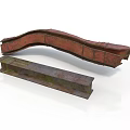 Rusty Metal Beams With Curved And Long Industrial Steel Parts