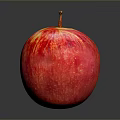 Fresh Ripe Red Apple With Shiny Surface And Stem On Dark Background