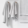 Soft Gray Bath Towels Hanging and Folded with Soft Texture for Bathroom Use 3d model