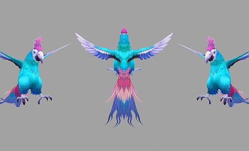 Modern parrot spirit pet cartoon bird 3d model