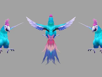 Modern parrot spirit pet cartoon bird 3d model