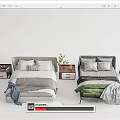 Various Styles Double Bed Bedroom Interior With Bedding Pillows Nightstands And Plants