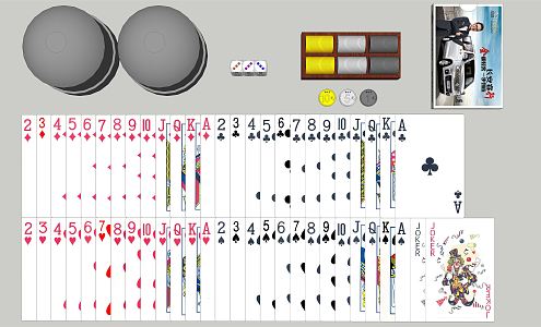 Modern Poker Dice Poker and Game Coin Combo 3d model