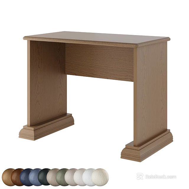 Classic Simple Design Brown Wooden Desk With Solid Wood Construction For Home Office Study Room 3d model 