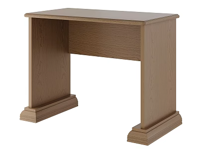 Classic Simple Design Brown Wooden Desk With Solid Wood Construction For Home Office Study Room 3d model