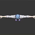 3D Animated Character With Blue Hair White Shirt And Blue Pants Arms Outstretched