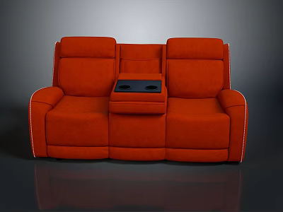 Red Two Seat Massage Chair With Center Console And Cup Holders 3d model