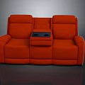 Red Two Seat Massage Chair With Center Console And Cup Holders