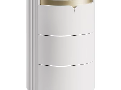 Modern White Nightstand With Three Drawers And Vertical Groove Details 3d model