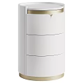 Modern White Nightstand With Three Drawers And Vertical Groove Details