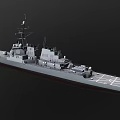 Modern Military Warship Model With Radar Antennas Naval Guns And Deck Equipment