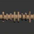 Golden Metal Crankshaft Hardware Tool With Precision Gears And Reflective Surface