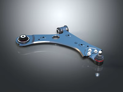 Blue Metal Control Arm Hardware Tool with Bolts Holes and Smooth Surface 3d model
