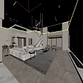 Spacious Modern Living And Dining Room Interior With White Sofa Coffee Table And Pendant Light