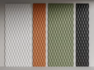 Stylish Wall Panels with Diamond Pattern in White Orange Green Black 3d model