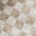 Square Checkerboard Pattern Carpet With Beige And Light Brown Soft Woven Texture For Living Room