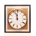 Square Wall Clock With Black Frame Gold Trim White Dial And Roman Numerals