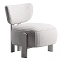 Beige Textured Fabric Leisure Chair With Wooden Legs Modern Minimalist Design