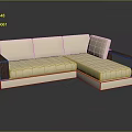 Modern L Shaped Sectional Sofa With Beige Upholstery And Dark Wooden Armrests