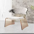 Stylish Modern Leisure Chair With Curved Back Grey Upholstery Acrylic Legs And Metal Frame